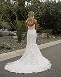 YMSHA Women's Spaghetti Strap Wedding Dresses for Guest Spaghetti Strap V Neck Elegant Bridal Dresses for Bride Ivory 10