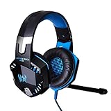 KOTION EACH G2000 Over-ear Game Gaming Headphone Headset Earphone Headband with Mic Stereo Bass LED Light for PC Game (Blue)