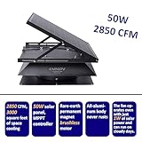 OmniPV Smart Solar Attic Fan Pro – USA Engineered with German Tech, 2850 CFM, 50W Solar Panel, 40-104℉ Thermostat, Cools up to 4000 ft². Weatherproof Roof Exhaust Vent Fan for Home, Greenhouse etc..