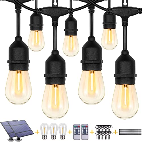 ZJOJO Solar String Lights Outdoor Waterproof 200FT(2 Pack), 60 Shatterproof Sockets, LED Patio Lights Solar Powered & USB Port, IP65 Grade for Outside
