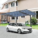 Favfurish Outdoor Carport, 17.44FT*9FT*11FT Single Carport Aluminum Metal Frame and Polycarbonate Panels Car Port for Outdoor Driveway Car, Truck