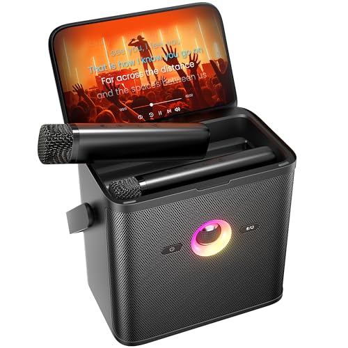 Ikarao Karaoke Machine for Adults Kids, with Lyrics Display Screen, WiFi Connect to YouTube & Karaoke App, 2 EQ Autotune Wireless Microphones Portable Karaoke PA System for Home Family Party Camping