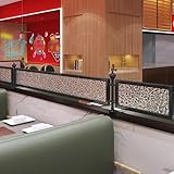 Tempered Glass Restaurant Partitions - Iron Dividers for Dining Areas, Raised Aisle Divider Screen for Hotel, Decorative Countertop in Gold Color