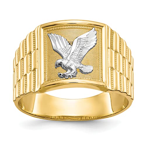 IceCarats 10K Solid Yellow Gold Mens Eagle Ring American Hawk Bird Head Band Symbol of Strength Freedom Size 10