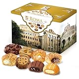 Matilde Vicenzi Roma Cookie Tin - Italian Pastries & Bakery Cookies in Individually Wrapped Trays - Bakery Dessert Gifts - Puff Pastry, Assorted Cookies in Italian Design Gift Tin 32oz (907g)