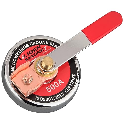 ULIBERMAGNET Magnetic Welding Ground Clamp,500AMP Weld Holder with Handle,Copper Tail Strong Magnetic Support Clamp for Welder Cutting Processing