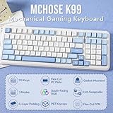 MechLands MCHOSE K99 96% Wireless Gaming Keyboard, Gasket Mechanical Keyboard, BT5.0/USB-C/2.4GHz Wireless Creamy keyboard, with 6-Layer Padding, 6000mAh Battery, Hot Swappable, NKRO for Win/Mac/Linux