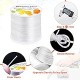 Paxcoo 1mm Elastic Bracelet String Cord Stretch Bead Cord for Jewelry Making and Bracelet Making White