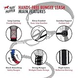 Tuff Pupper Heavy Duty Hands Free Dog Leash | One Large Dog Up to 125 lbs | Comfortable Shock Absorbing Bungee | Reflective Padded Handles | Lumbar Waist Belt 22-45" | Walking Jogging Running Leash