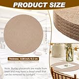 50 Pcs Burlap Round Placemats Bulk Reusable Wedding Burlap Round Rustic Table Decorations Jute Placemats Brown Circle Table Mats Charger Place Mats for Dinner Holiday Farmhouse Supplies