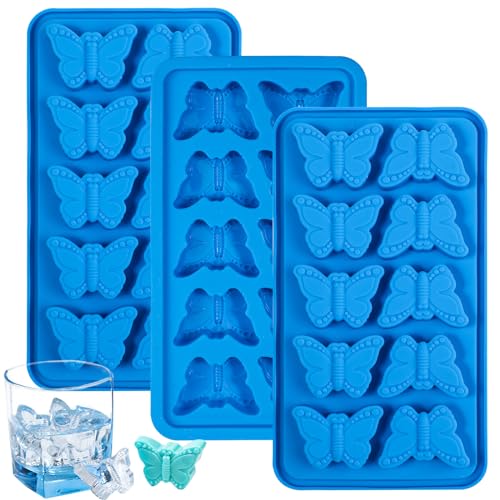 Webake Butterfly Silicone Mold 10-Cavity, 3D Butterfly Shaped Mold for Ice Cube, Chocolate, Candy, Soap Making, Pack of 3