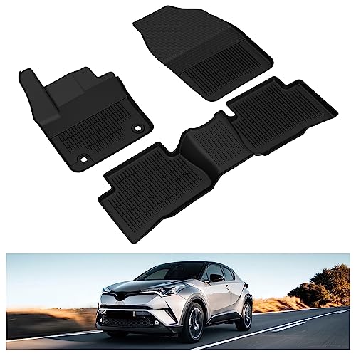 KIWI MASTER Floor Mats for 2018-2023 Toyota C-HR OEM Replacement PT206-1C160-20 All Weather Mat Front & Rear 2 Row Seat TPE Slush Liner Set Black