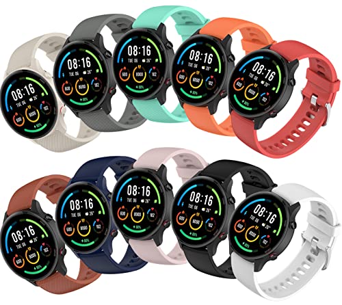 Z.DuDuZAZA Bands Compatible for Xiaomi Smartwatch/Watch S1(Active/Pro) Straps, 10 Pack Soft Silicone Wristband Replacement for Mi Smartwatch/Watch 2/S2/S3/2 Pro