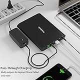 Krisdonia 50000mAh Laptop Power Bank 5/9/12/16/19/20V Portable Laptop Battery Charger with QC3.0 USB-A Port & 12V Type-C Port for Laptop, Tablet, Smartphone and More Devices