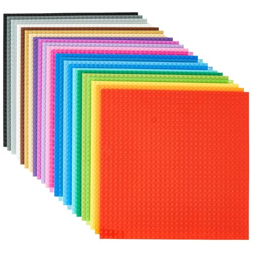 Strictly Briks Compatible with Lego 24 Pack Classic Stackable Baseplates 6x6, for Building Bricks, 20x20 Studs Plates Mats, Stackable for Top & Bottom Sides, 24 Multicolors