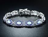 Barzel 18K White Gold Plated Created Opal Tennis Bracelet (White Gold Blue Sapphire)