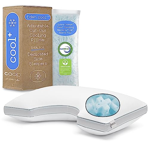 Coop Home Goods Cool+ Cut-Out Adjustable Pillow King with Cooling Gel & Shoulder Cut-Out for Head Support, Side Sleeper Pillow, Neck Support for Sleeping, CertiPUR-US/GREENGUARD Gold