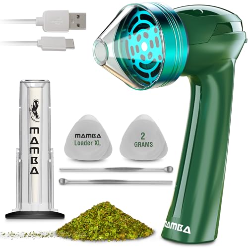 Mamba Loader XL 2g Green USB Electric Herb Grinder. Small Portable Metal Herbal Machine & Spice Mill for the Kitchen
