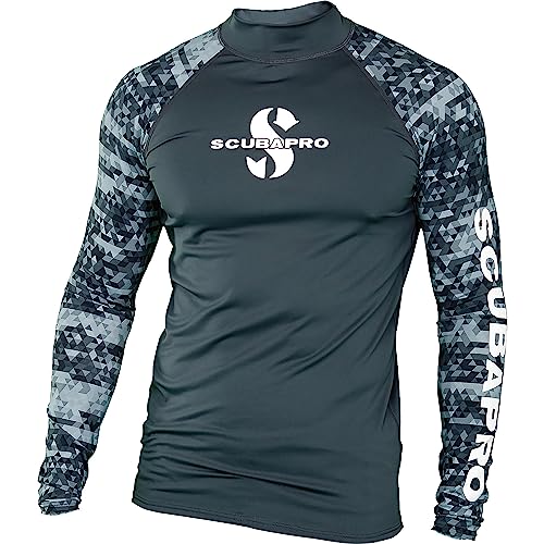 SCUBAPRO UPF 50 Rash Guard Long-Sleeve Men’s Diving Shirt, for Scuba Diving and Water Sports, Pull-On Polyester Exposure Protection Layer, 2X-Large, Graphite