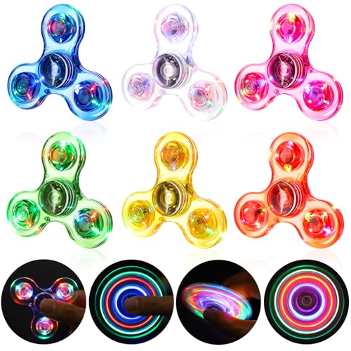 Gigilli Fidget Spinners 6 Pcs, Kids Party Favors LED Light Up Bulk Fidget Spinners Kids 4-12 Goodie Bag Stuffers Glow in The Dark Party Supplies Birthday 2 3 4 Gift