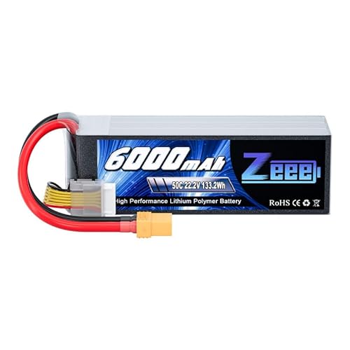 Zeee 6S Lipo Battery 6000mAh 50C 22.2V with XT90 Plug Soft Case RC Battery Compatible for RC Airplane RC Quadcopter Helicopter Car Truck Boat Hobby