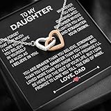 Larvincy To My Daughter Necklace From Dad With Heartfelt Message & Elegant Box, Valentines Day Gifts For Daughter From Father, Jewelry Gift From Daddy for Birthday, Graduation & More