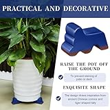 Kigeli 6 Pcs Pot Feet Plant Flower Pot Risers Frost Proof Pot Lifter Handmade Pot Elevator 3 Inch Long, 1.5 Inch Tall, Recommended for 14-20 Inch Pots Outdoor Planters Barrel (Royal Blue)