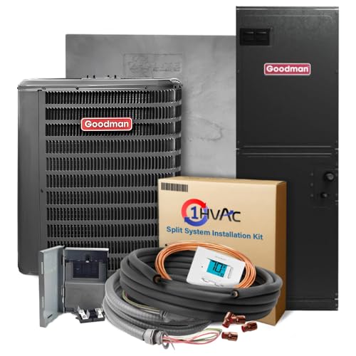 Goodman 15.2 SEER2 4 Ton Heat Pump & Air Handler Split System Unit with 50' Install & 15K Backup Heat Kit | 48K BTU Heating & Cooling, Single Stage Condenser with NEW CLEAN AIR REFRIGERANT R32