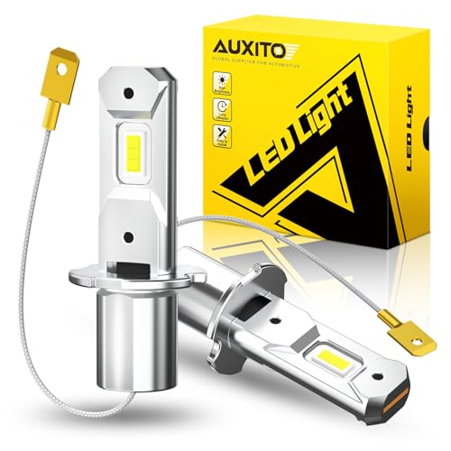 AUXITO H3 LED Bulb, 16,000LM 600% Super Brighter, 10 Years Lifespan, 1:1 Size Plug-n-Play, 100% Perfect Installation, H3 LED Fog Lighr Bulb for Fog Lamp, DRL, Canbus Ready, Pack of 2