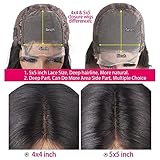 Daules 5x5 Deep Wave Lace Closure Wigs 5x5 HD Lace Closure Wigs Human Hair for Women 5x5 Transparent Lace Front Wigs Pre Plucked with Baby Hair Super Soft Free Part 180 Density Natural Black 28 inch