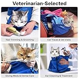 Amkune [Cozy Travel] Cat Carrier Pouch, Soft Sided Cat Sling Bag for Small Medium Cats, Carrying Sack, Restraint Bag for Nail Trimming, Vet Visits, Giving Meds, Dental Care, Car Travel - Klein Blue