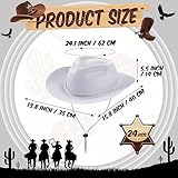 Hicarer 12 Pieces Western Cowboy Hat Set Plastic Felt Wide Brimmed Felt Cowgirl Party Hat for Men Women Costume Party(White)