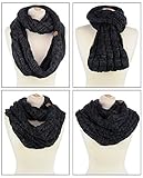 NYFASHION101 Soft Winter Warm Chunky Knit Cowl Infinity Loop Scarf, Black/Gray