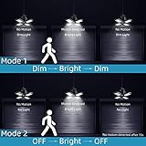 NIORSUN Solar Outdoor Lights Solar Lights Indoor Motion Sensor Pendant Light 3 Colors 4-Leaf 4 Modes with Remote, 2x16.4ft Wire Waterproof Security Lamp for Garage Shed Home Barn Shop Gazebo(2 Pack)