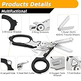 Lenporl 2 Pack Foldable Trauma Shears with Compatible Holster, Emergency Shears with Strap Cutter and Glass Breaker for Outdoor Camping Rescue Scissors Tools Black