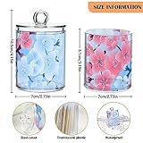 Tatenale Qtip Holder Bathroom Set Q tip Cotton Ball Swab Pad Dispenser Container Organizer Plastic Jars with Lids Storage 2Pack Blue Pink Floral Plum Blossom