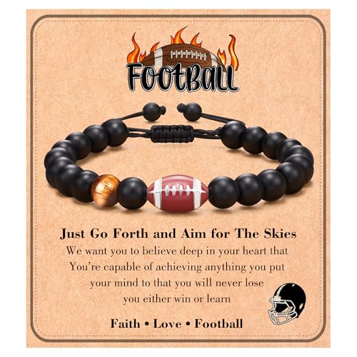 Tarsus Football Gifts, Football Accessories Stuff Super Bowl Teenage Teen Boy Bracelet Christmas Senior Night Valentines Gifts for Boys 8-12 Players