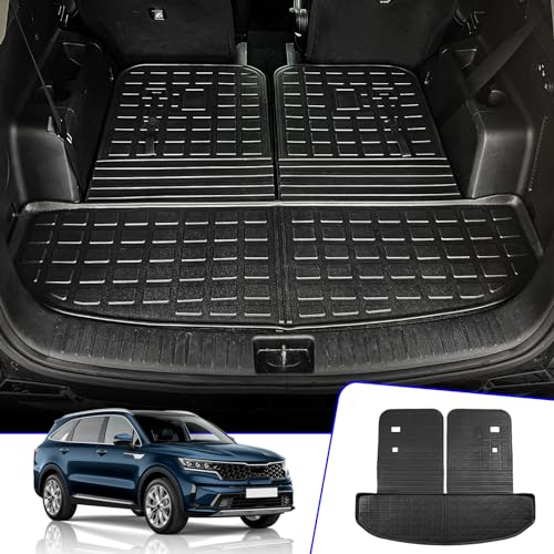 Rongtaod Cargo Mat Compatible with 2021-2025 Kia Sorento Cargo Liner Trunk Mat TPE All Weather Back Seat Cover Protector 2024 Sorento Accessories (Trunk Mat with Backrest Mat)