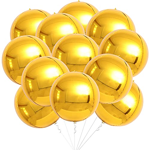 KatchOn, Large Gold Foil Balloons - 22 Inch, Pack of 12 | Gold Balloons | Mylar Balloons for Anniversary, Bridal Shower, Golden Birthday Party Decorations, Wedding Decorations