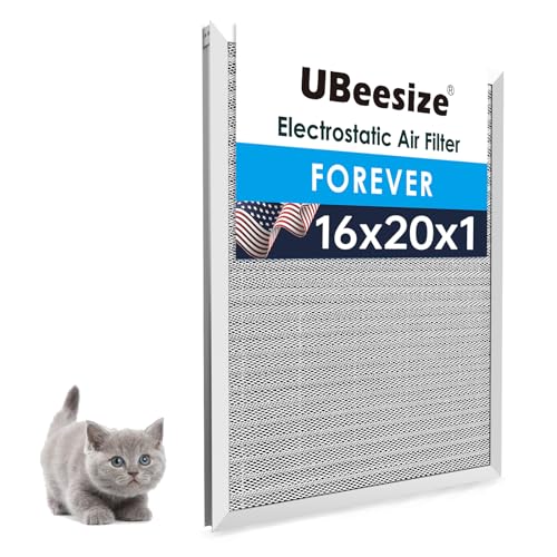 UBeesize 16x20x1 Reusable Electrostatic Air Filter HVAC AC Furnace Filter,MERV 8,Washable, Lasts a Lifetime,Permanent Air Filter,Breathe Fresher,Home And Office(Actual Size:15.5x19.75x0.82 Inch)