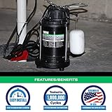 WAYNE CDU790 - 1/3 HP Submersible Cast Iron and Stainless Steel Sump Pump with Integrated Vertical Float Switch - Up to 4,600 Gallons Per Hour - Heavy Duty Basement Sump Pump, Black