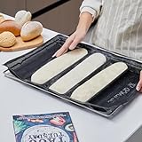 SILFLEMOD 2 PCs Silicone Aerated Baguette Pan - Non-stick Flexi Silicone Pan Forms for Fench Bread - Food Grade Sandwich Mesh Oven Liner - Silicone Loaf Baking Perforated Mold