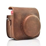 HelloHelio Classic Vintage PU Leather Instax Camera Compact Case for Fujifilm Instax Mini 9/8/8+ Instant Film Camera (Brown)