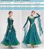 ORIDOOR Flash Rhinestone Ballroom Dance Waltz Tango Standard Competition Dance Dress 03-Dark Green Medium