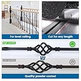 Muzata 10pack 44'' Wrought Iron Balusters for Staircase Interior Exterior Deck Black Double Basket Twist Hollow Metal Spiral Balusters Spindles Decorative Stair Parts, WT05