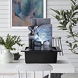 WICHEMI Indoor Fountain Tabletop Fountain Waterfall Fountains Relaxation Water Feature Feng Shui Zen Meditation Desktop Fountain with LED Light for Home and Office Indoor Spaces Decor (Style 6)