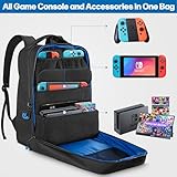 PGmoon Travel Storage Backpack Compatible with Nintendo Switch/Lite/OLED Model, Protective Carrying Case with Various Pockets For Docking Station, Controllers & More Accessories (Patent Design)