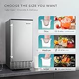 EUHOMY Commercial Under Counter Ice Maker Machine, 80 Lb/Day Auto-Cleaning & 24H Timer, Stainless Steel Built-in Freestanding Ice Maker, 24 Lb Storage, Perfect for Commercial & Home Use