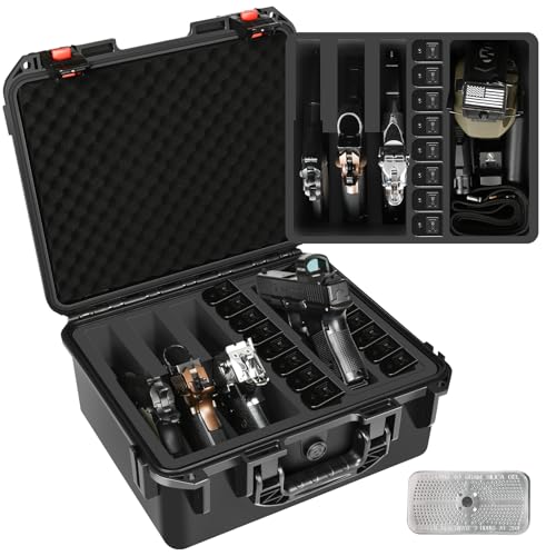 Pistol Gun Case for Multi Handguns - Hold Multiple Pistols & Magazines, Pre-cut Waterproof Hard Shell Gun Box, TSA Approved Pistol Case for SIG Sauer, Smith & Wesson, for Colt, for Revolver, for Glock