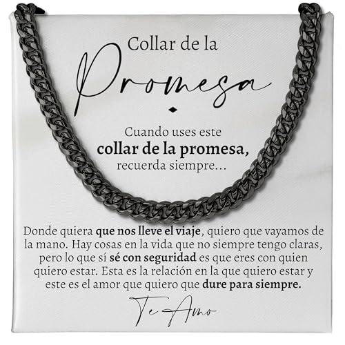 Love You This Much Collar de la Promesa para Novio, Regalo Sentimental para él, Regalo de Novio para Cumpleaños, Ideas de Regalos de San Valentín para Novio (Titan Black Finish), Large